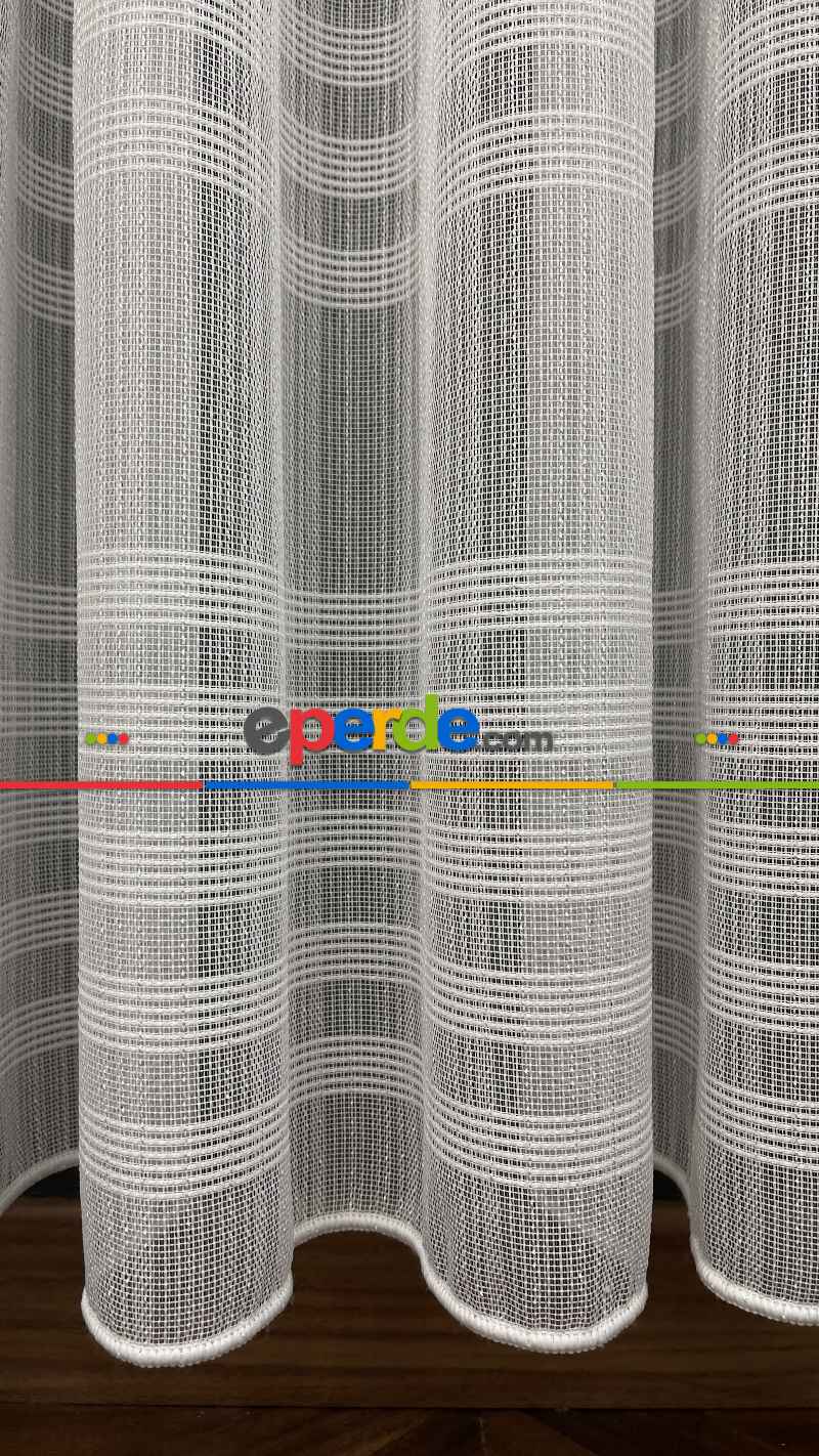 Oturma Odası - Premium Kalite Trend Perde Modelleri 2025 -enine Kumaş Bantlı Dokuma Tül Perde 02