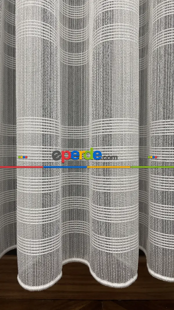 Salon - Premium Kalite Trend Perde Modelleri 2025 -enine Kumaş Bantlı Dokuma Tül Perde 02