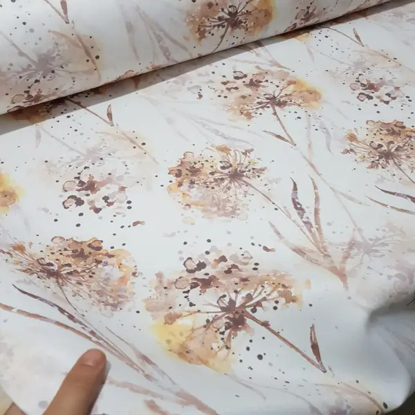 Mutfak Perdesi Kanat Fon Perde Çiçek Desenli- Beyaz