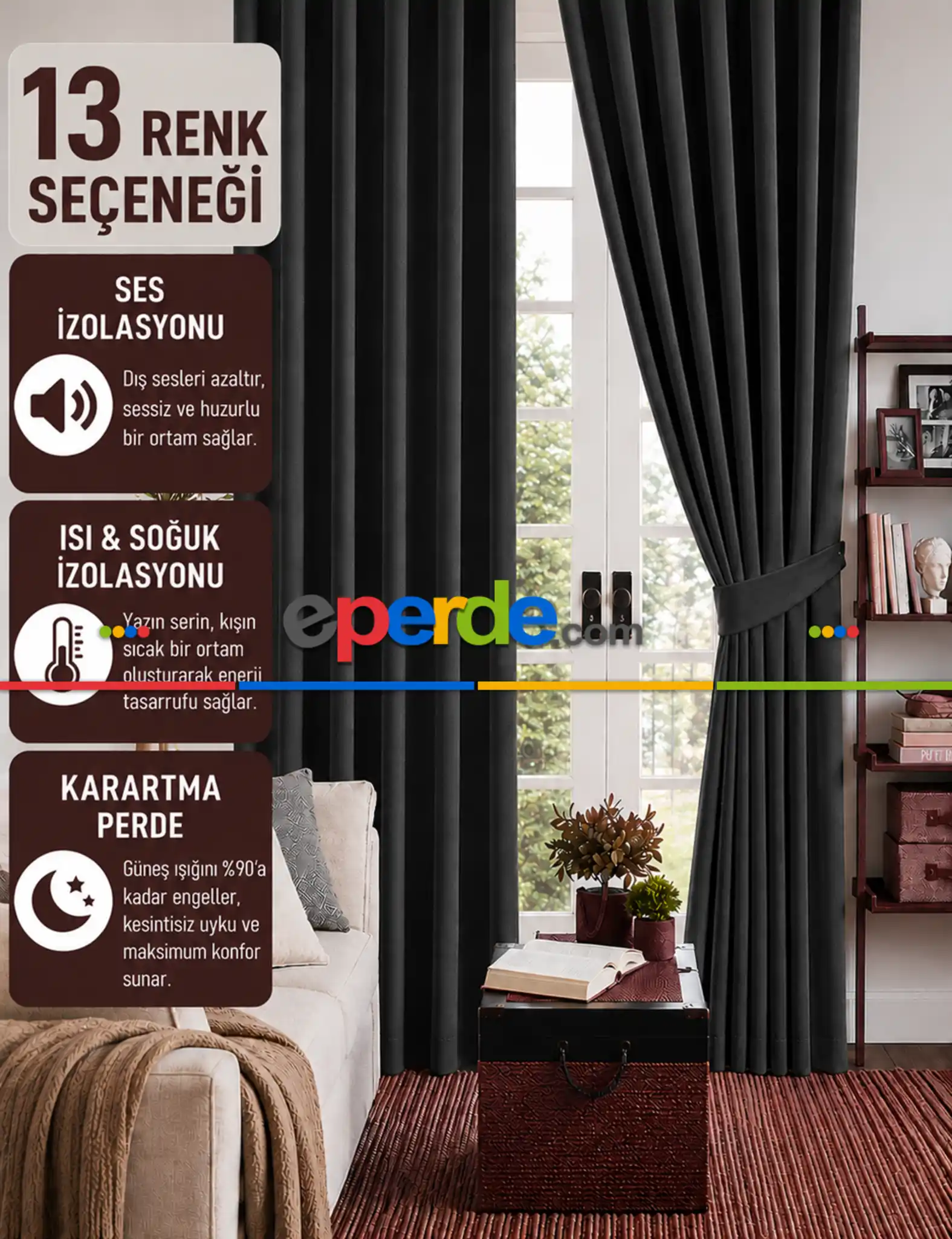 Gri Antrasit Koyu Füme Renk Karartma Blackout Güneşlik Fon Kalın Perde