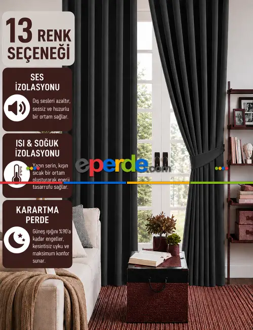 Gri Antrasit Koyu Füme Renk Karartma Blackout Güneşlik Fon Kalın Perde