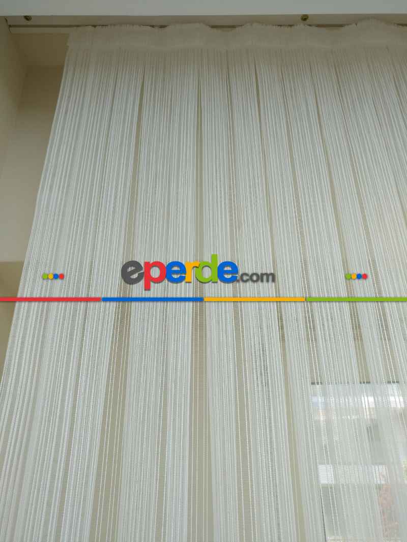 Oturma Odası - Zincir Desenli Düz Lüx Armür Tül Perde - Yüksek Gramajlı - (ütü Gerektirmez)- Ekru