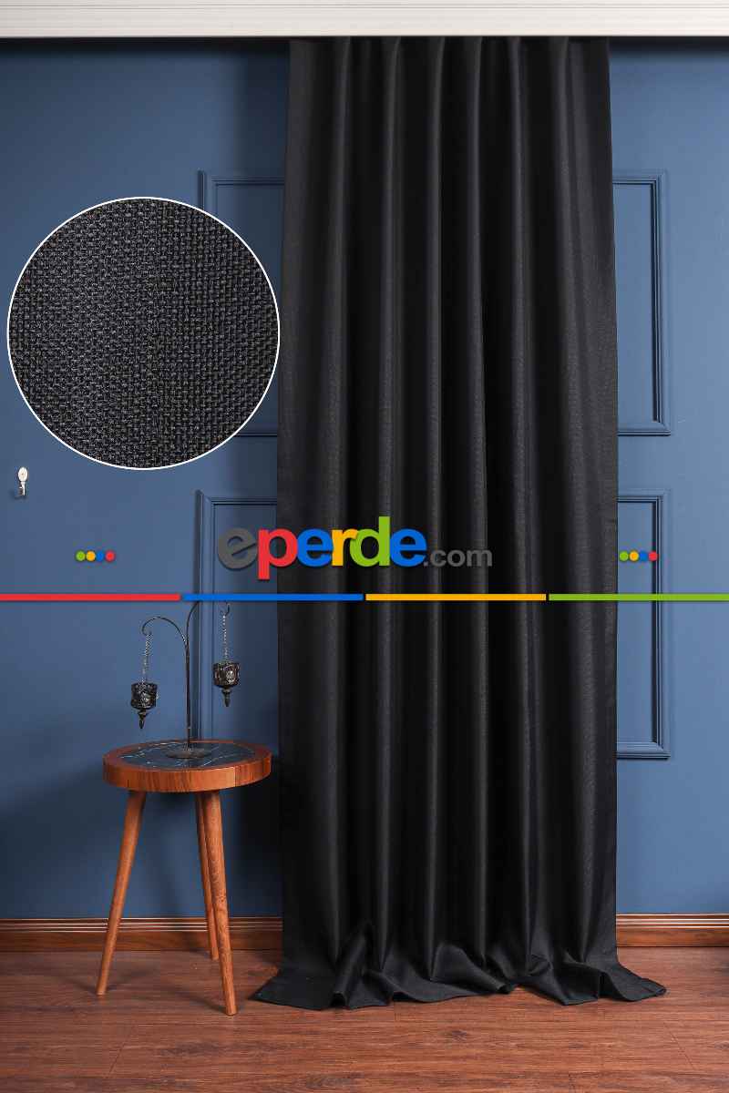 Siyah Keten Blackout Karartma Işık Geçirmez