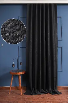 Siyah Keten Blackout Karartma Işık Geçirmez