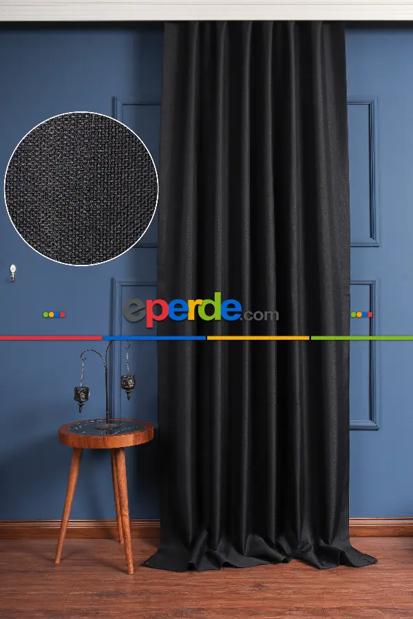 Siyah Keten Blackout Karartma Işık Geçirmez