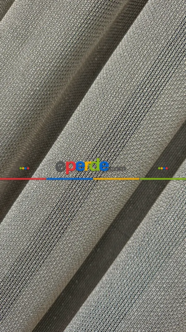 Salon - Gold Altın Keten Gümüş Simli Tül Perde - Ağır Gramajlı Premium