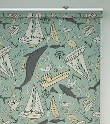 Denizci Desenli Baskılı Stor Perde- Çok Renkli