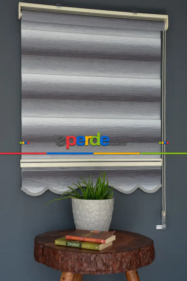 Halim Perdesan Mf-11 Beyaz & Gri Renk Etekli Veya Eteksiz Zebra Stor Perde