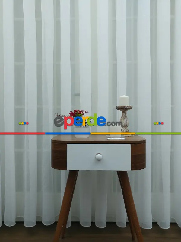 Salon Tül Perde - Ekru ( Beyaza Yakın ) - Keten Tül Perde- Beyaz