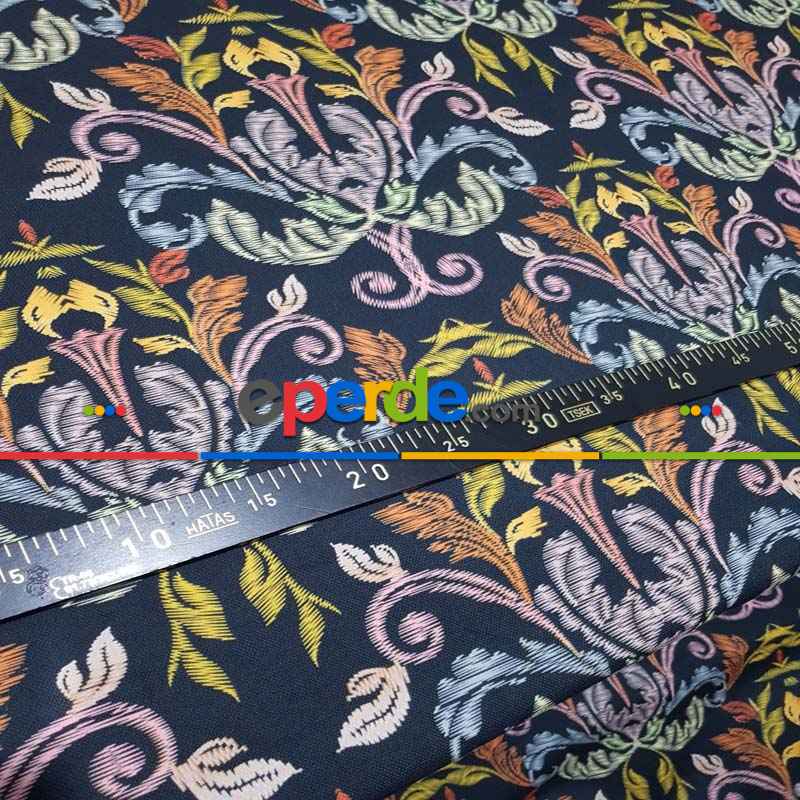 Etnik Desenli Fon Perde Evm203 Kumaşı Kalındır Duck Bezi Değildir-  Çok Renkli 3