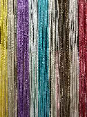 Mutfak İp Perde - Açık Pembe Rengi İp Perde İnce Zincir Simli Serisi- Pembe-gümüş