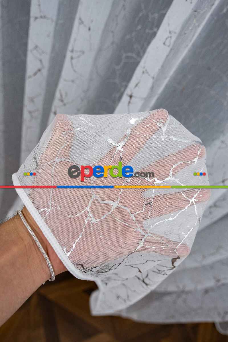 Varak Sim Gümüş Mermer Desen Model Tasarım Tül