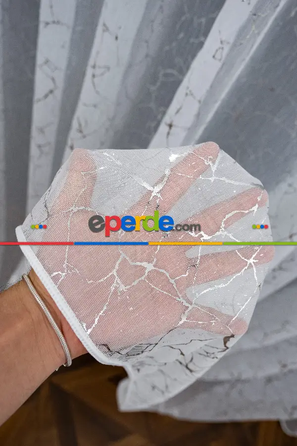 Varak Sim Gümüş Mermer Desen Model Tasarım Tül