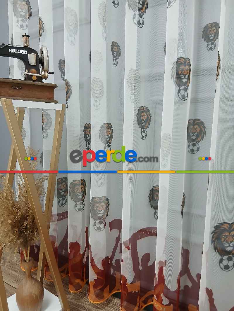 Gs Ultraslan Cimbom Taraftar Sarı Kırmızı Tül Perde