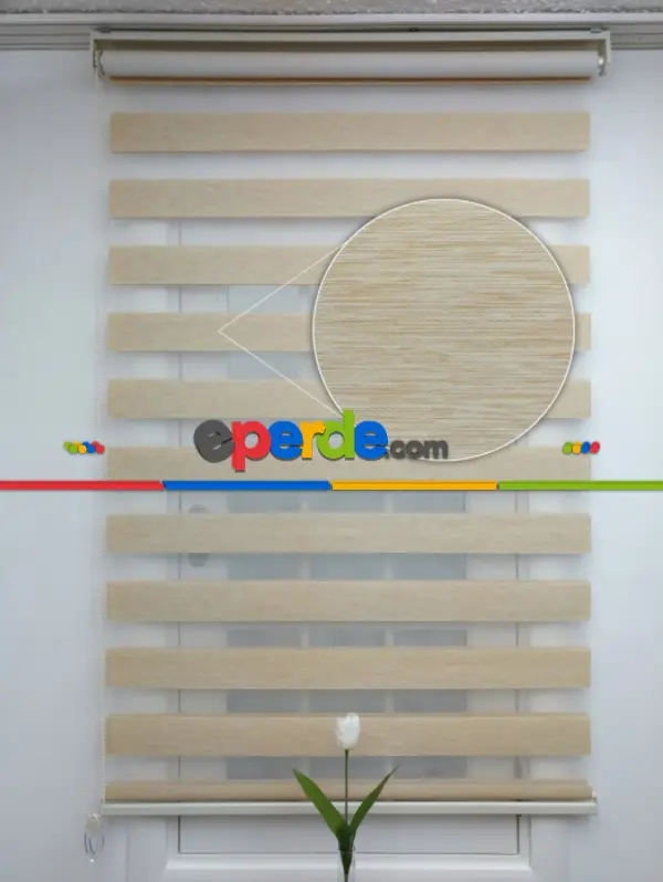 Salon Zebra - Rakipsiz Fiyat Son İndirim!!!İndirimli!!! Sütlü Kahve Bej Renk Bambu Zebra Perde (kalın Zeminli) Ozel Fiyat- Krem