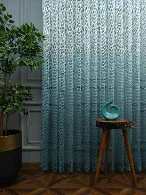 Degrade Geçişli File Tül 1.kalite Son Trend !!!- Ekru-Petrol Mavisi