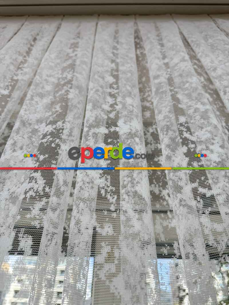 Yatak Odası - Fransız Dantel Örme Tül Perde, Desenli Ütü İstemeyen Tül