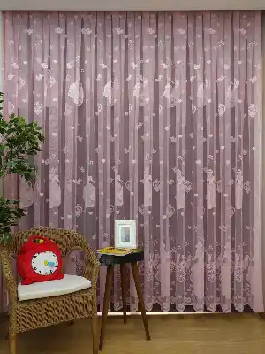 Pembe Kız Çocuk Odası Tül Perde Sindirella- Pembe