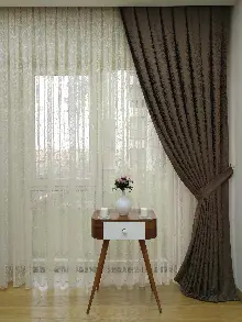 S Kahve Duz Jakar Fon Perde (180)- Sütlü Kahve