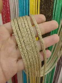 Bej Altın Rengi Simli İp Perde Jumbo Zincir Serisi- Bej-altın