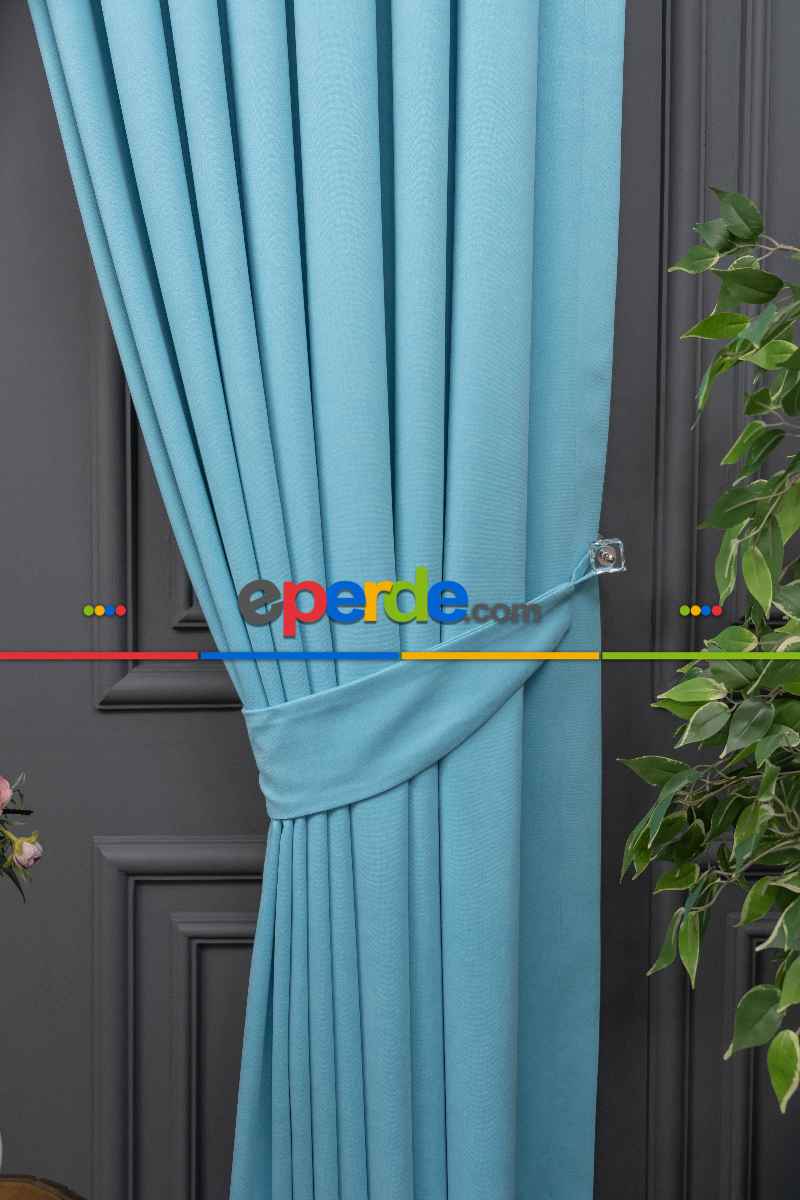Turkuaz Rengi Düz Fon Perde En Dökümlü Fon Perde 07