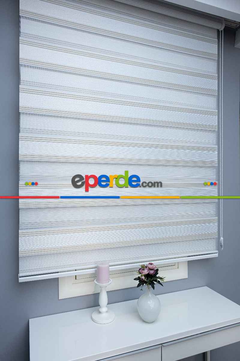 Yatak Odası - Zebra Perde Simli Pileli Yüksek Kalite Pliseli Zebra - Kornişe Kolay Montaj Ayağı Seçenekli - Standart Metal Kasalı