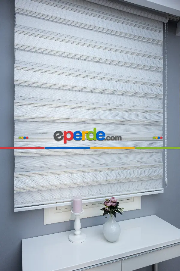 Salon Zebra Perde - Zebra Perde Simli Pileli Yüksek Kalite Pliseli Zebra - Kornişe Kolay Montaj Ayağı Seçenekli - Standart Metal Kasalı