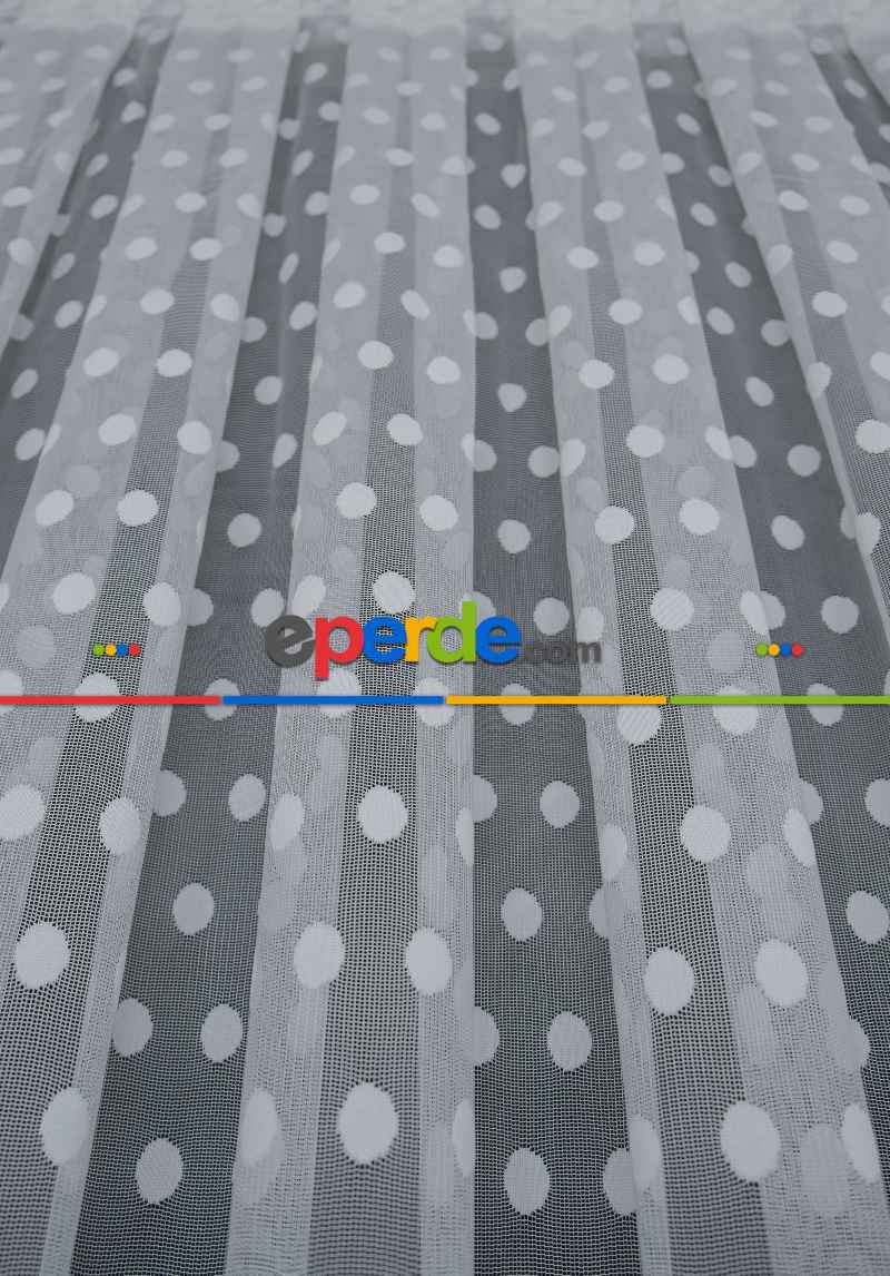 Puantiyeli Tül Noktalı Daire Desen Tül Perde