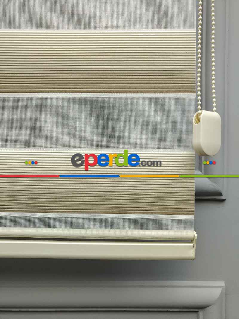 Salon Zebra Perde - 2021 Sezonu - Degrade Renk Geçişli Micro Pileli (plise) Zebra Perde- Kahve