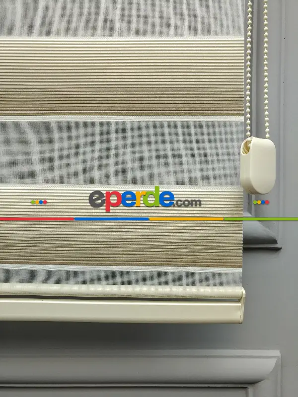 Salon Zebra Perde - 2021 Sezonu - Degrade Renk Geçişli Micro Pileli (plise) Zebra Perde- Kahve