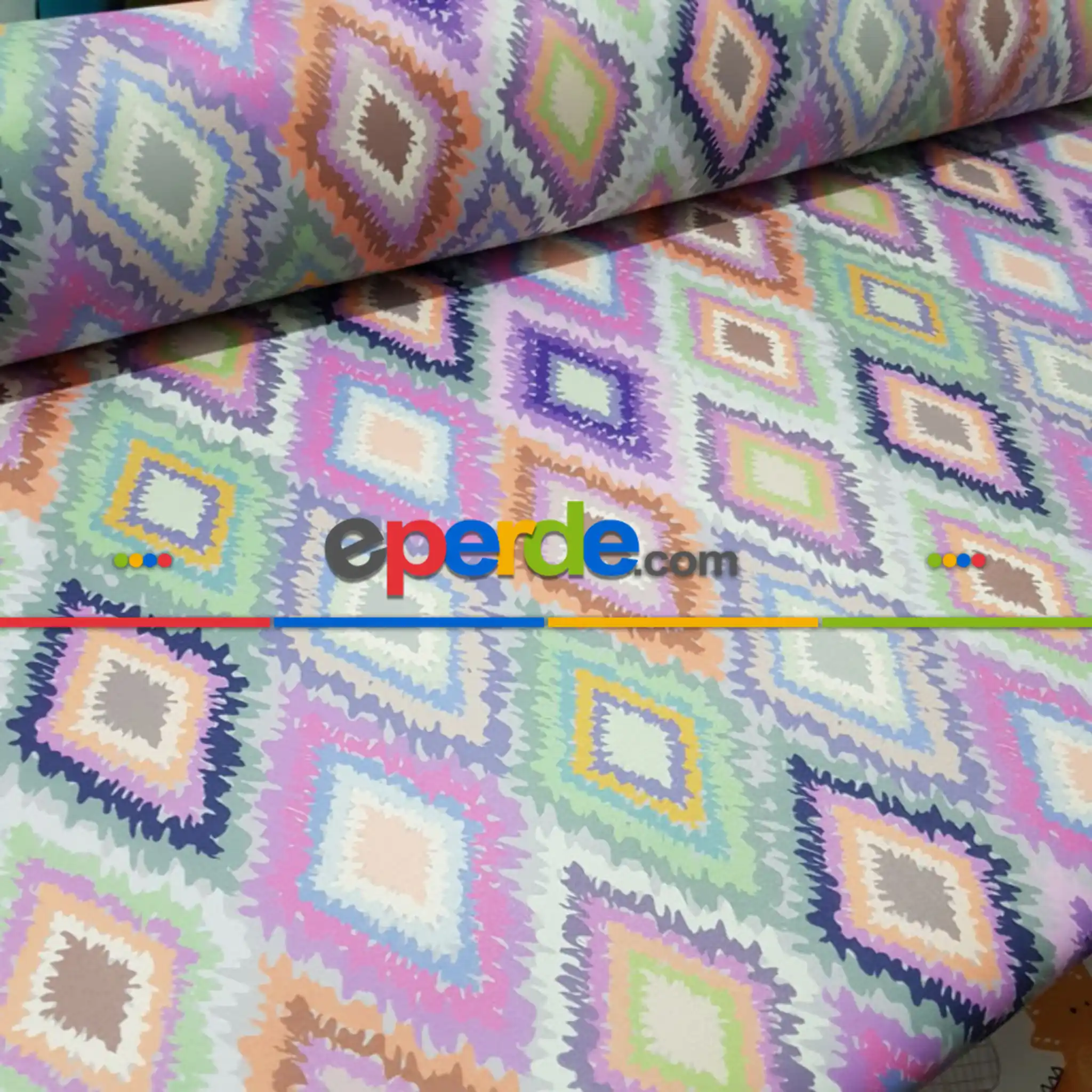 Etnik Desenli Fon Perde Evm251 _e - Kumaşı Kalındır Duck Bezi Değildir.- Mavi-Beyaz-Pembe-Mor-Çok Renkli