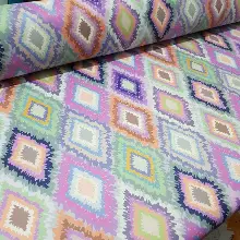 Modern Mutfak Perdesi Kanat Fon Perde Desenli- Mavi