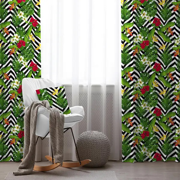 Yaprak Desenli Fon Perde Evim K-520 Kumaşı Kalındır Duck Bezi Değildir