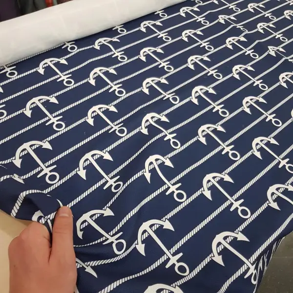 Çapa Marine Desenli Fon Perde Evm655 Kumaşı Kalındır Duck Bezi Değildir- Lacivert-Beyaz