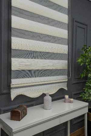 Açık Krem Renginden Koyu Krem Rengine Geçişli Plise Zebra Perde