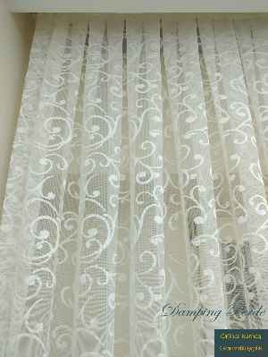 Şal Desen Fransız Dantel Tül Perde & Kruvaze Perde- Ekru