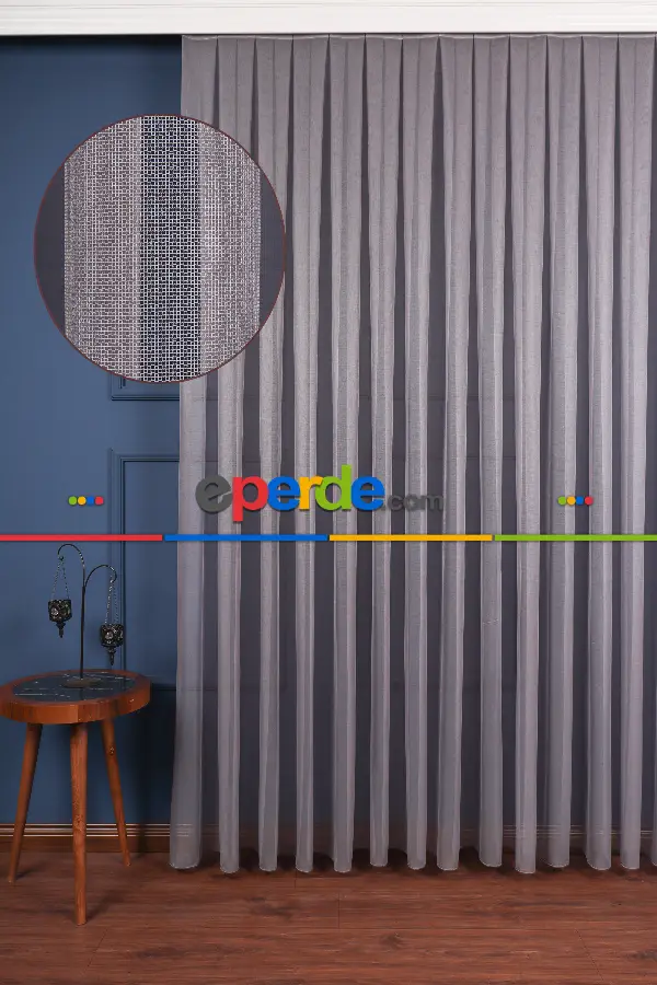 Ofelya Gri - Düz Tül Perde