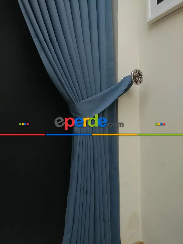 Düz Renk Dökümlü Fon Perde (150)- İndigo