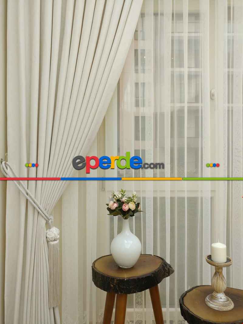Oturma Odası - Krem - Düz Fon Perde 801