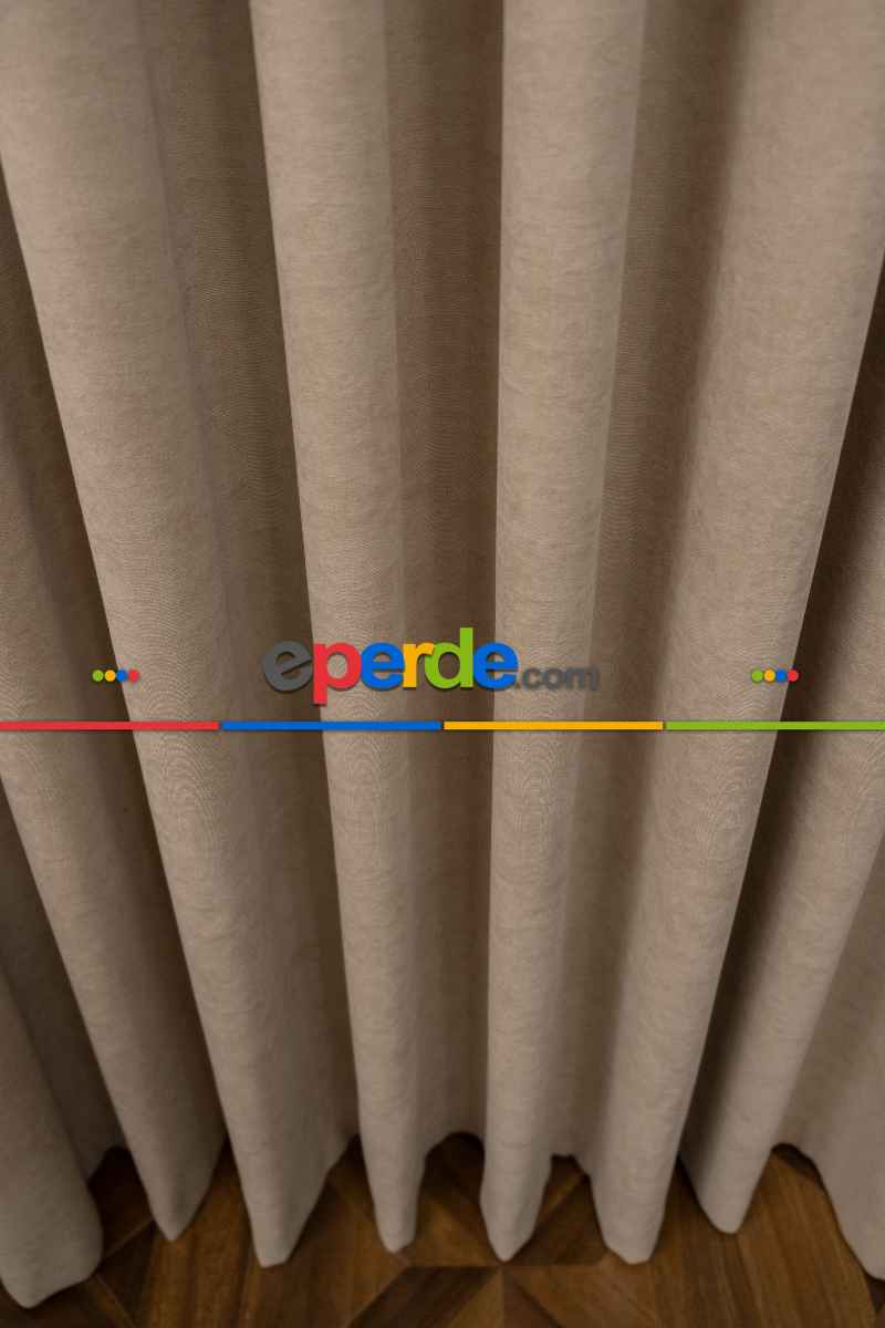 Bej Rengi Düz Fon Perde En Dökümlü Fon Perde