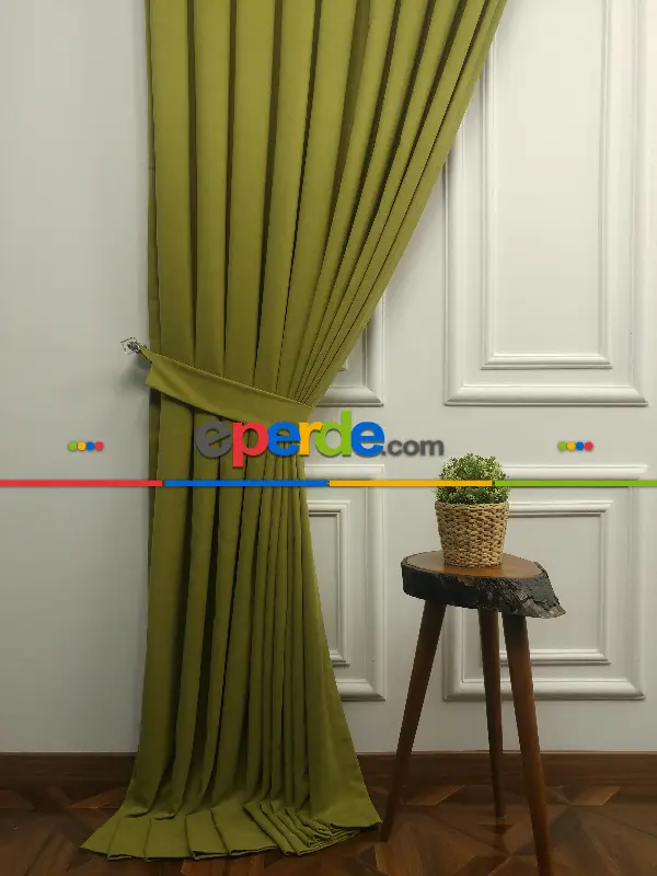 Arzenen Birinci Sınıf Kalite Kadife Dokulu Tek Kanat Fon Perde.- Fıstık Yeşili