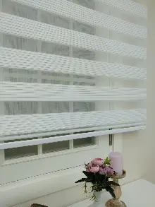 Beyaz Renk Plise Zebra Perde (kalın Zeminli)- Beyaz