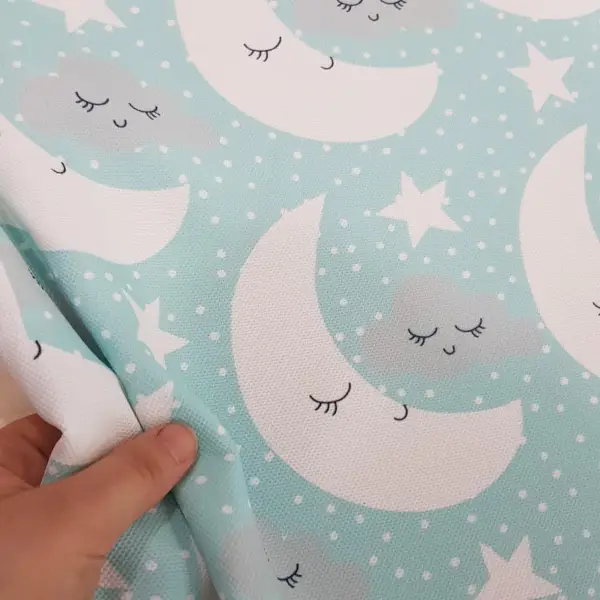 Çocuk Odası Fon Perde K443c - Kumaşı Kalındır Duck Bezi Değildir.- Mavi-Beyaz-Mavi Açık-Çok Renkli