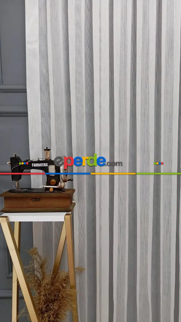 Brillant Zarif Dökümlü Sade Düz Tasarım Model Land Tül Perde