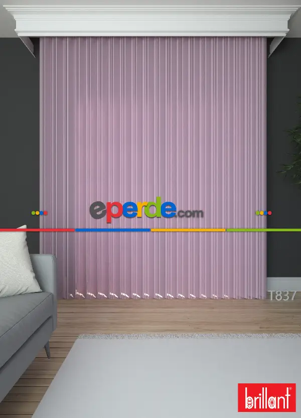 Yatak Odası - Brillant Akıllı Tül Perde Gül Kurusu Renkli Tül Dikey Zebra Perde Düz 1. Kalite