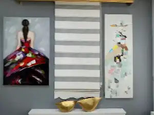 Oturma Odası - Zebra Perde Geniş Pileli(pliseli) Krem Renk 2021 Sezonu A Kalite Zebra Perde- Krem