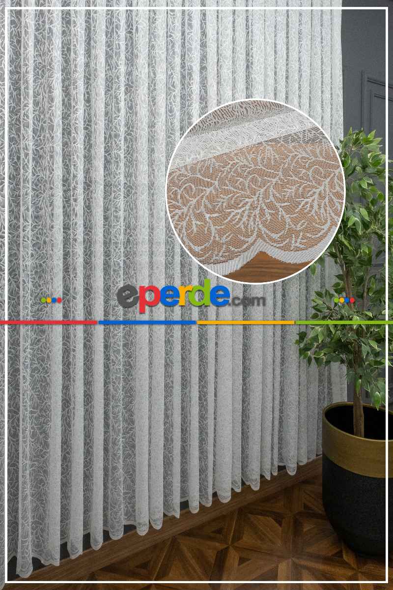 Spor Desenli Fransız Danteli Örme Tül Perde