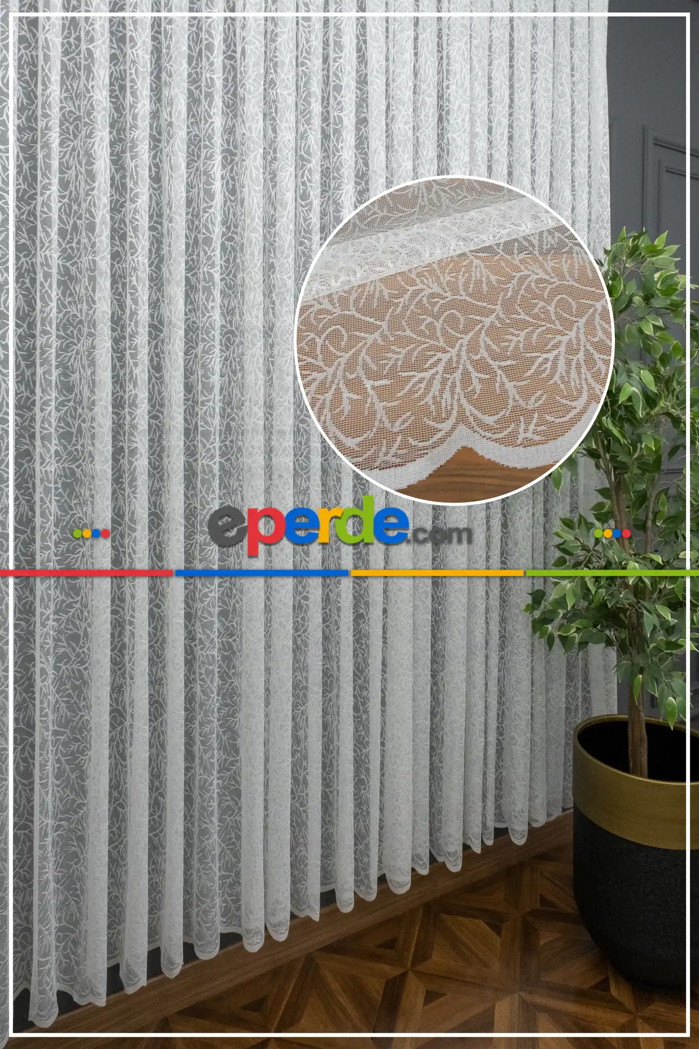 Spor Desenli Fransız Danteli Örme Tül Perde