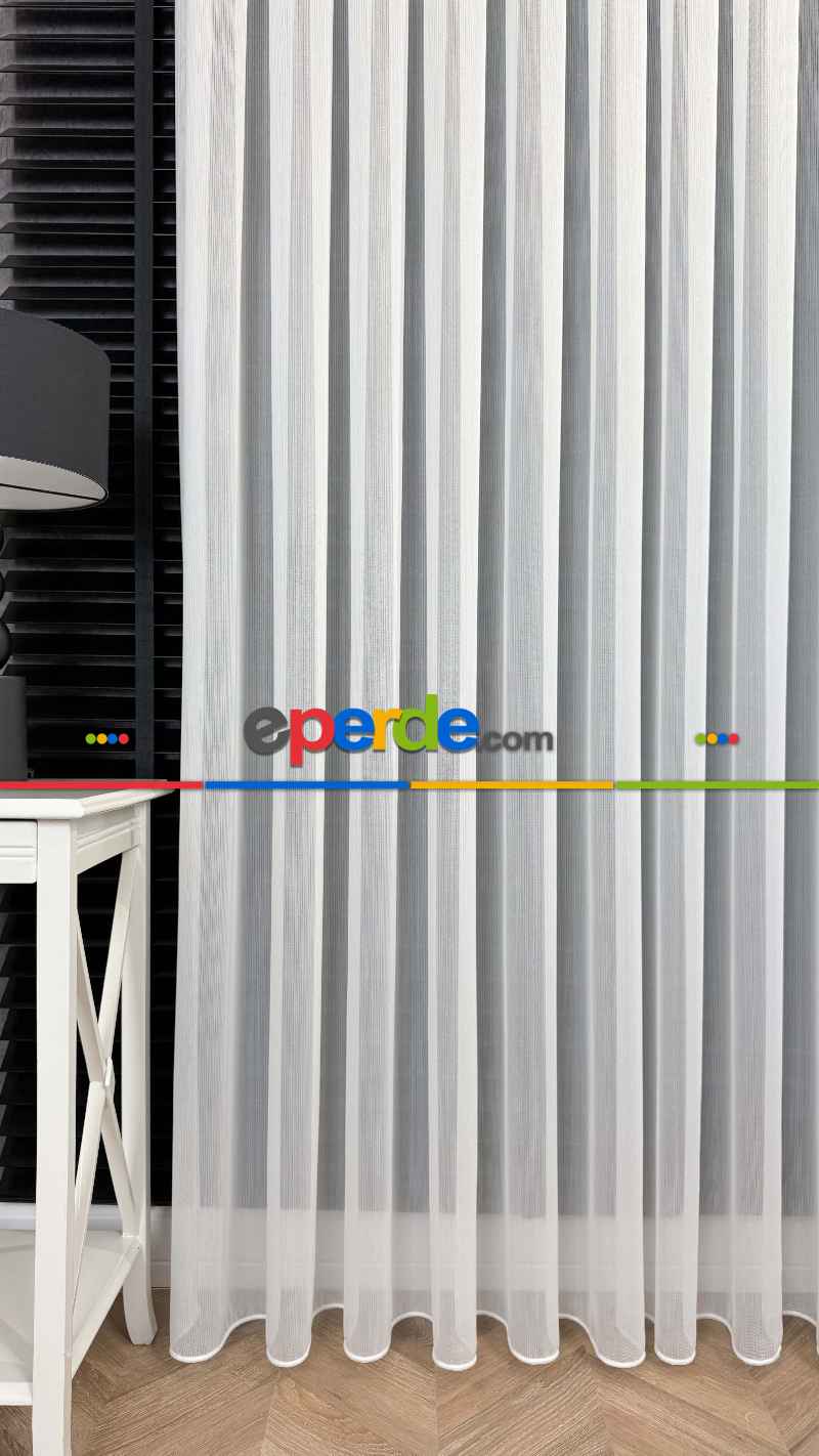 Brillant Ekru Hafif Simli Tül Perde