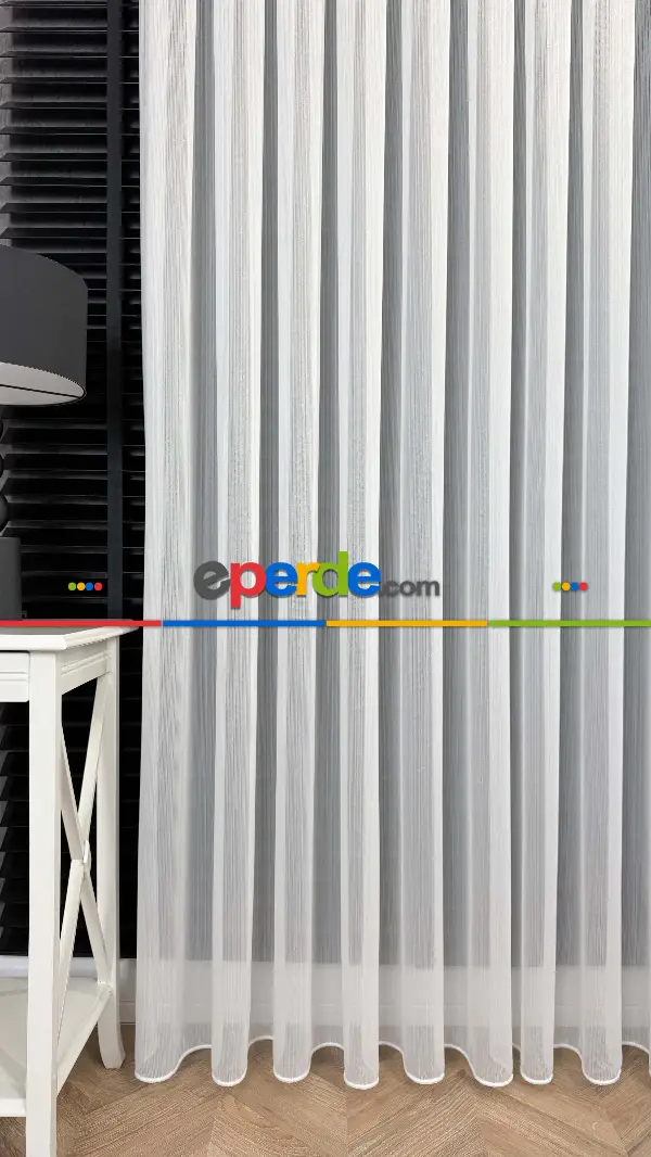 Brillant Ekru Hafif Simli Tül Perde